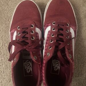 Vans Burgundy and White Sneakers